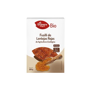 Fusilli Lentejas Rojas Bio 250Gr. El Granero Integral